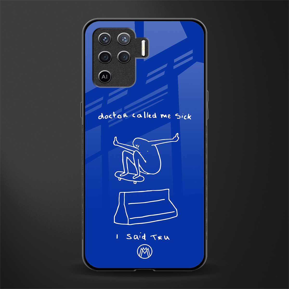 sick skateboarder blue doodle glass case for oppo f19 pro image