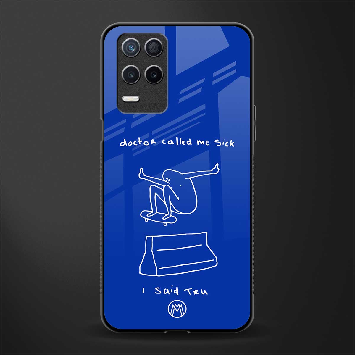 sick skateboarder blue doodle glass case for realme 8 5g image