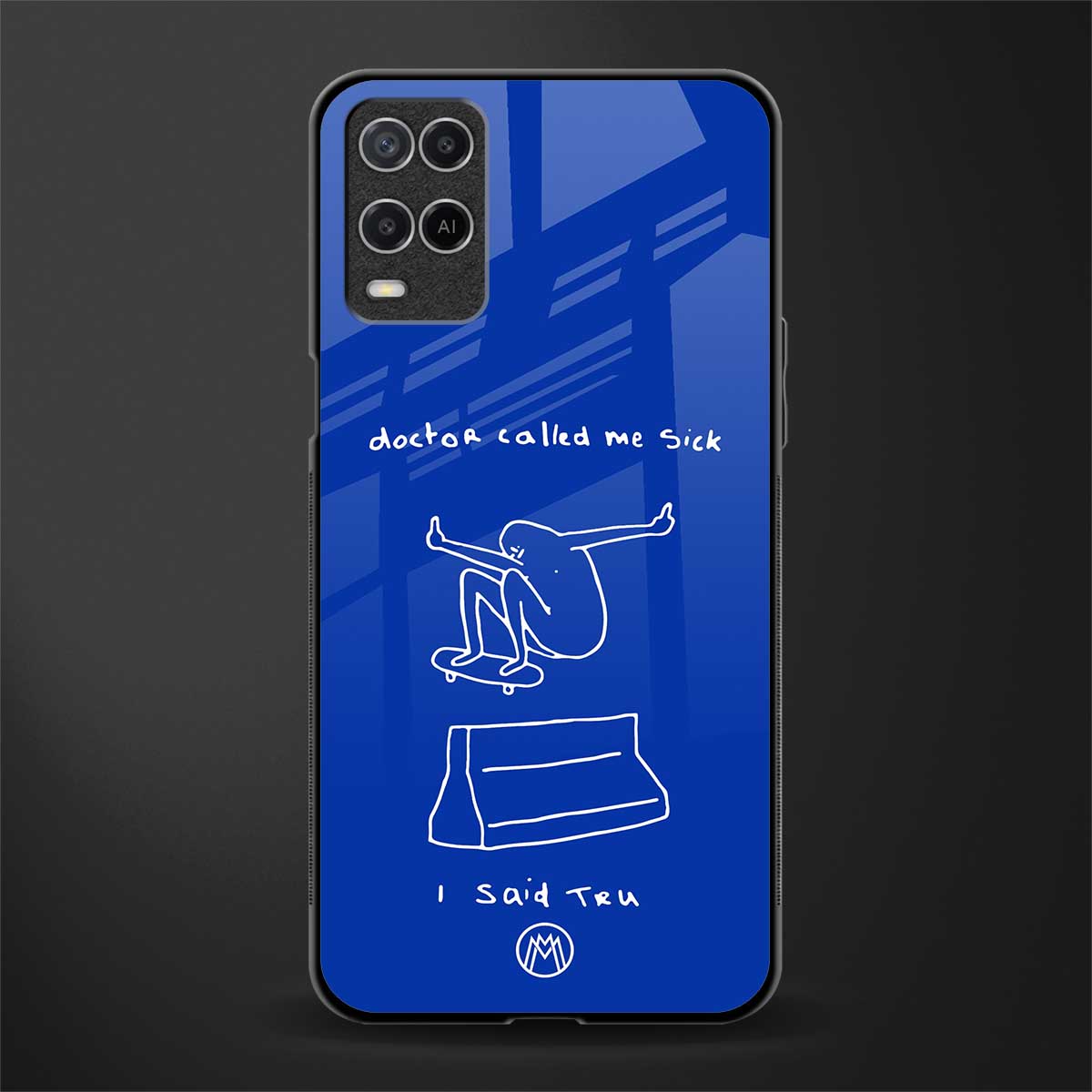 sick skateboarder blue doodle glass case for oppo a54 image