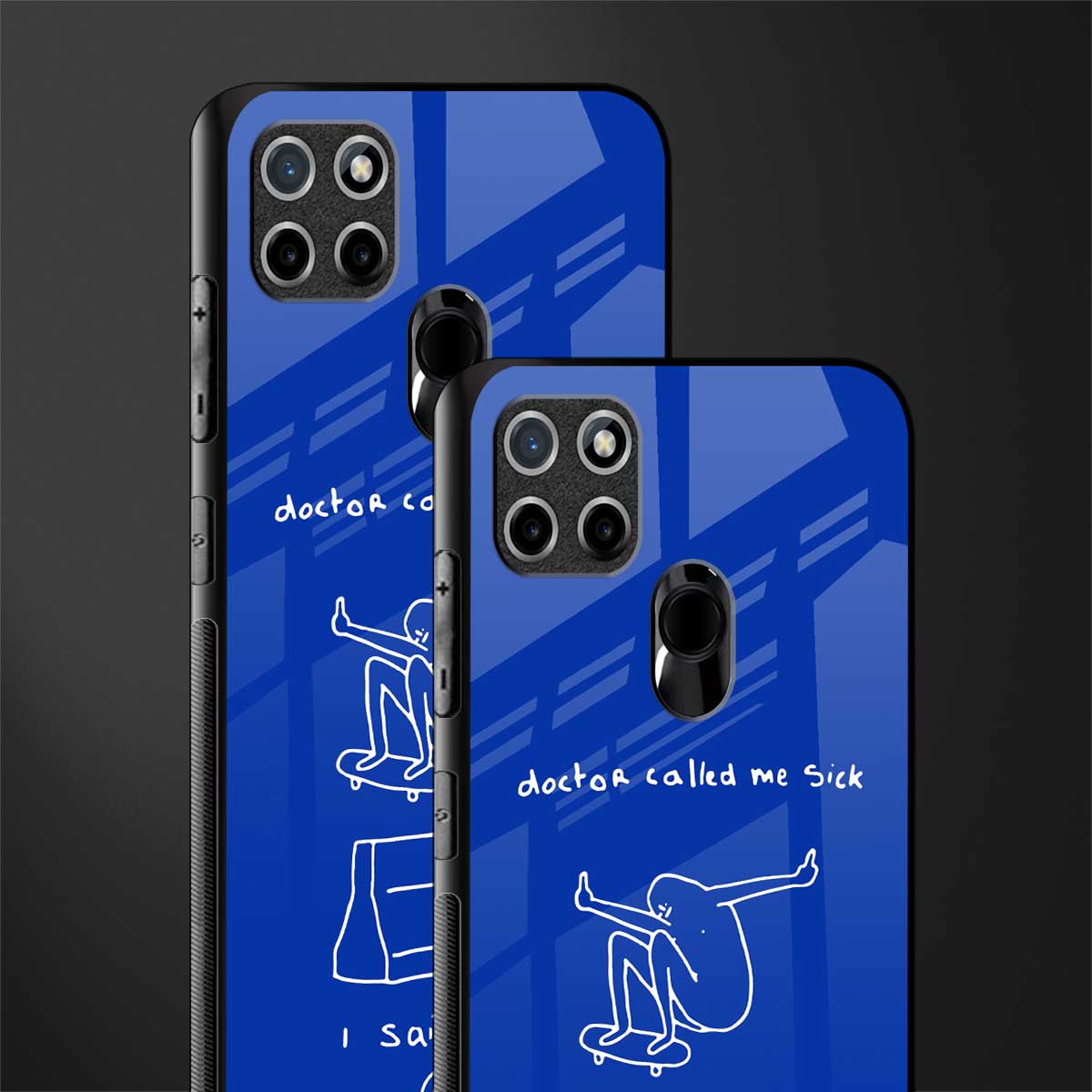 sick skateboarder blue doodle glass case for realme c21 image-2
