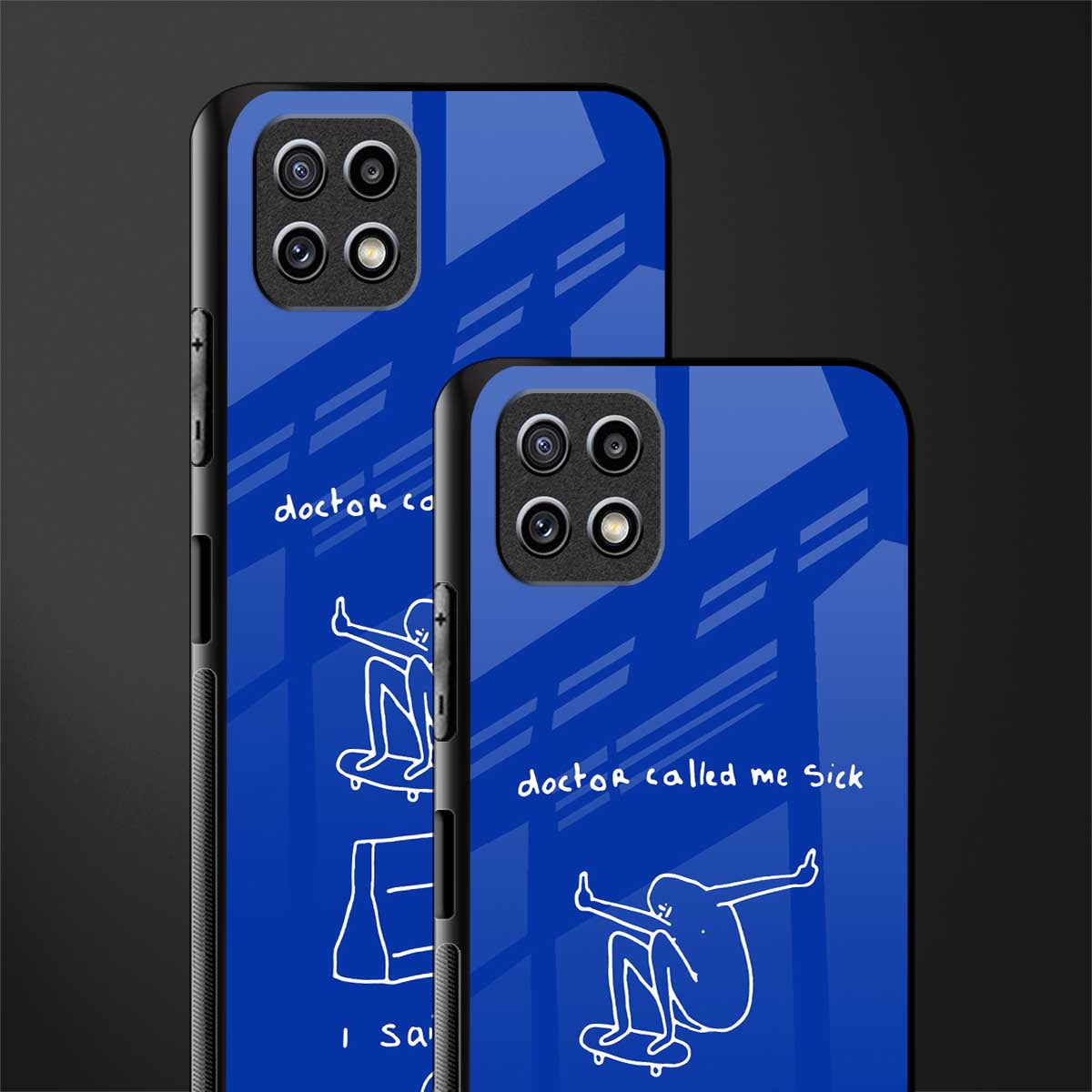 sick skateboarder blue doodle glass case for samsung galaxy a22 5g image-2