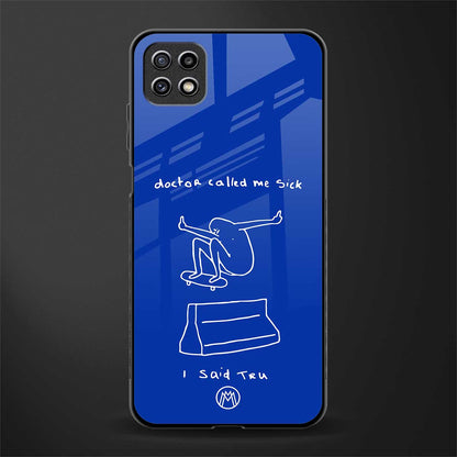 sick skateboarder blue doodle glass case for samsung galaxy a22 5g image