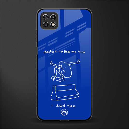 sick skateboarder blue doodle glass case for samsung galaxy a22 5g image