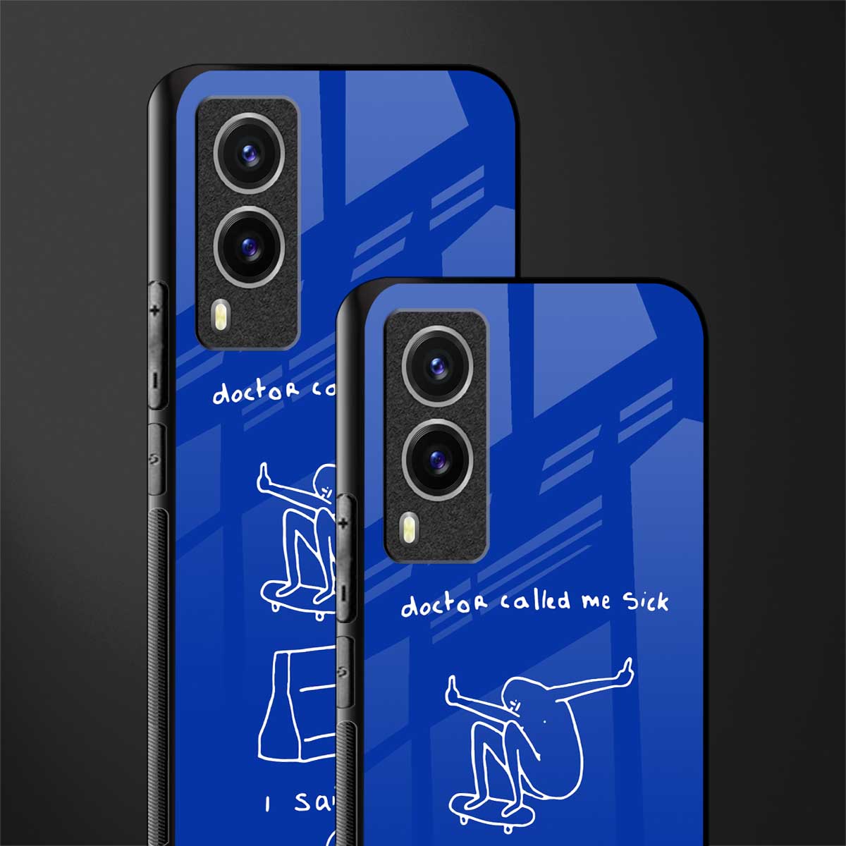 sick skateboarder blue doodle glass case for vivo v21e 5g image-2