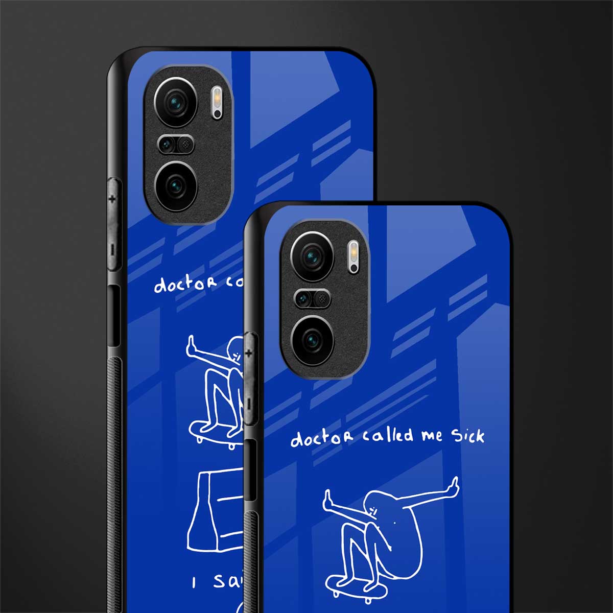 sick skateboarder blue doodle glass case for mi 11x 5g image-2