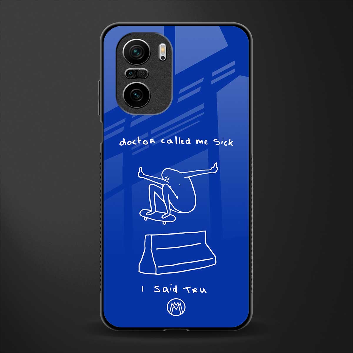 sick skateboarder blue doodle glass case for mi 11x 5g image