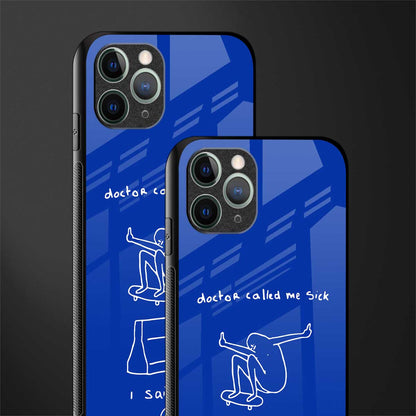 sick skateboarder blue doodle glass case for iphone 11 pro image-2