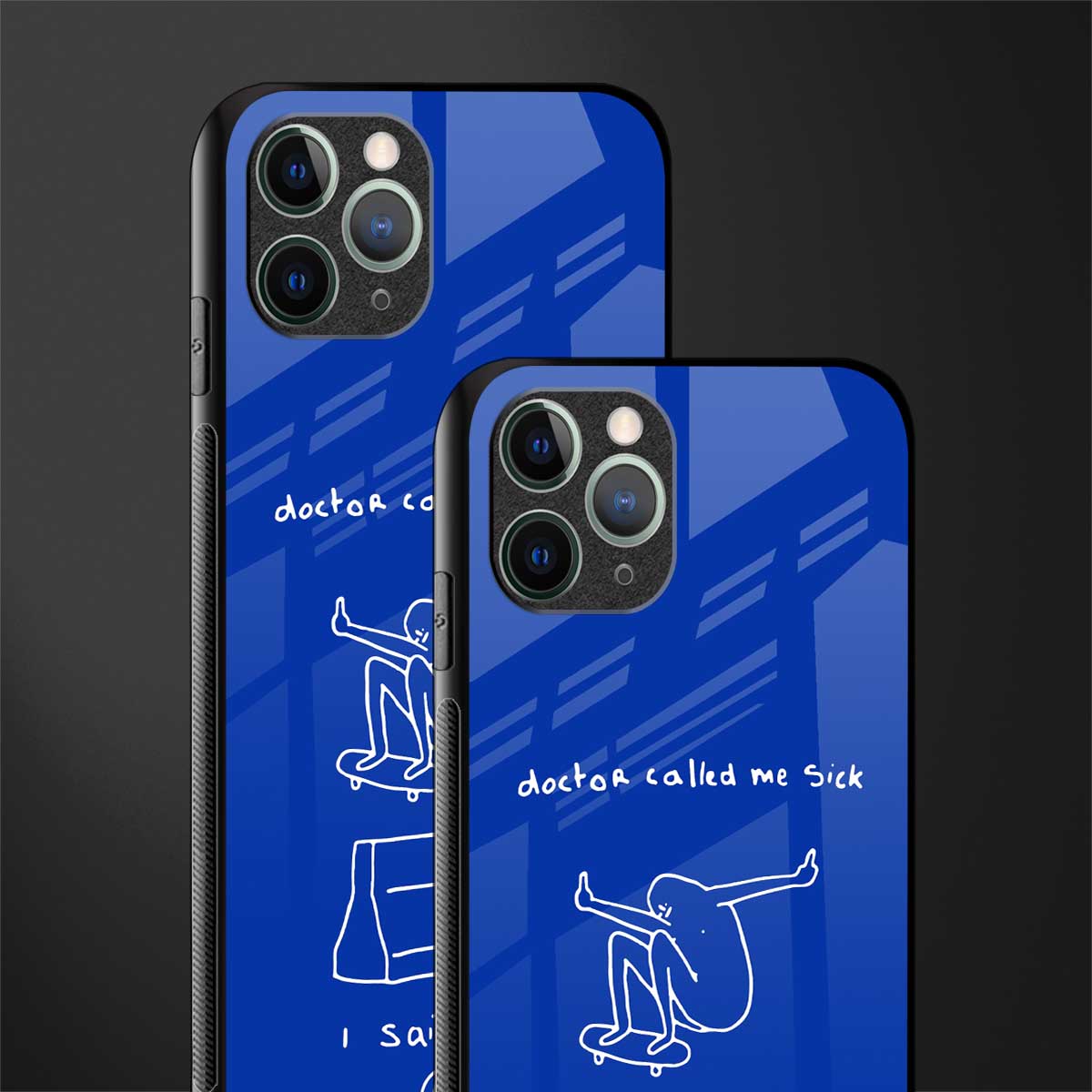 sick skateboarder blue doodle glass case for iphone 11 pro max image-2