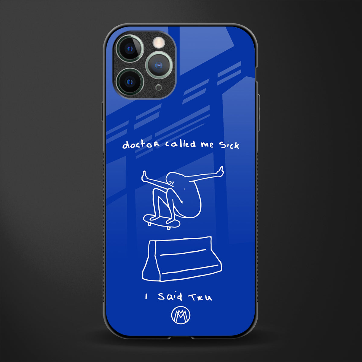 sick skateboarder blue doodle glass case for iphone 11 pro image