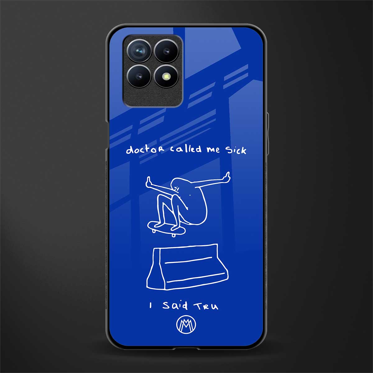 sick skateboarder blue doodle glass case for realme 8i image