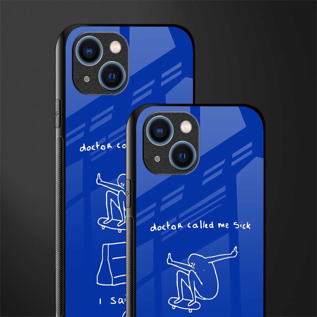 sick skateboarder blue doodle glass case for iphone 13 image-2