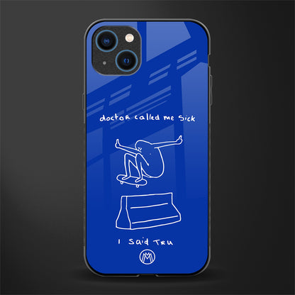 sick skateboarder blue doodle glass case for iphone 13 image