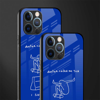 sick skateboarder blue doodle glass case for iphone 13 pro image-2