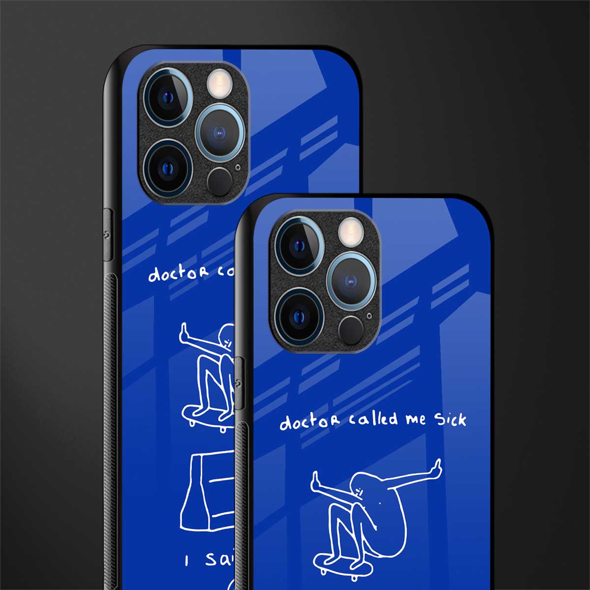 sick skateboarder blue doodle glass case for iphone 14 pro image-2