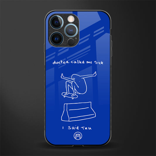 sick skateboarder blue doodle glass case for iphone 12 pro image