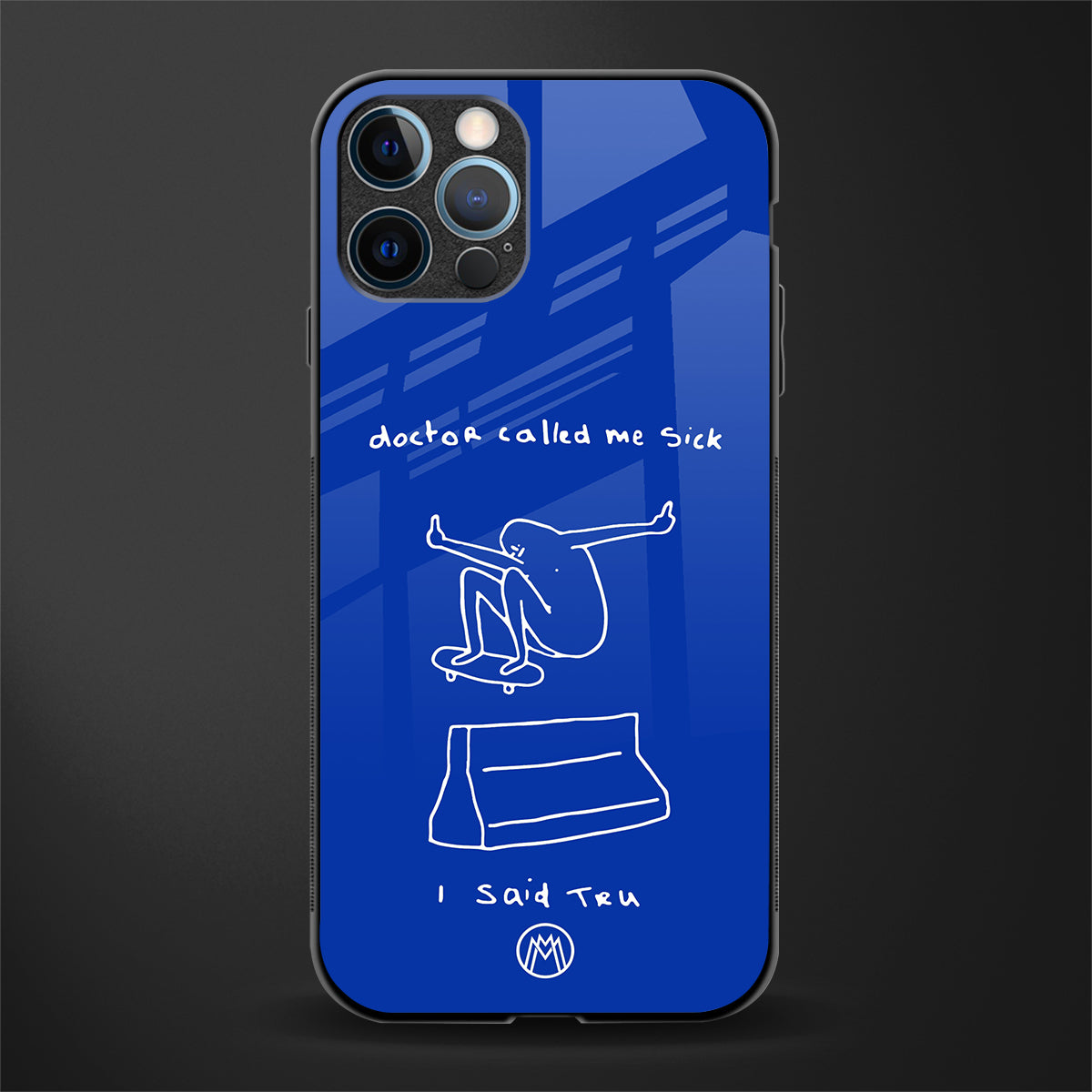 sick skateboarder blue doodle glass case for iphone 12 pro max image
