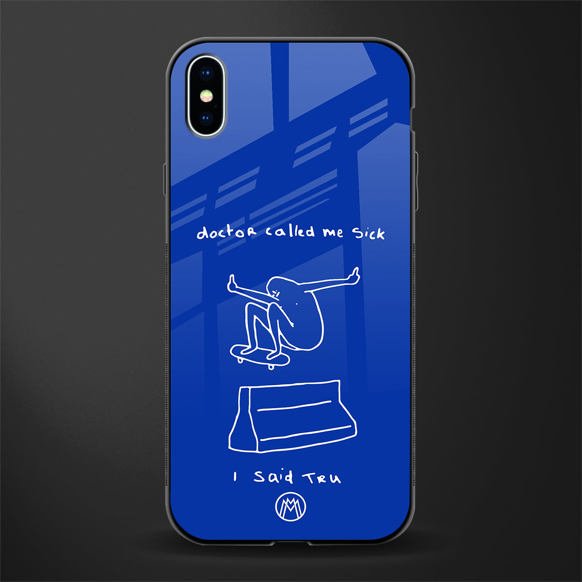 sick skateboarder blue doodle glass case for iphone xs max image