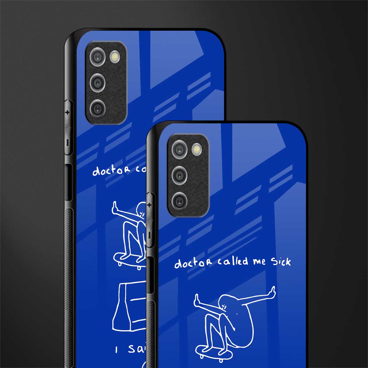 sick skateboarder blue doodle glass case for samsung galaxy a03s image-2