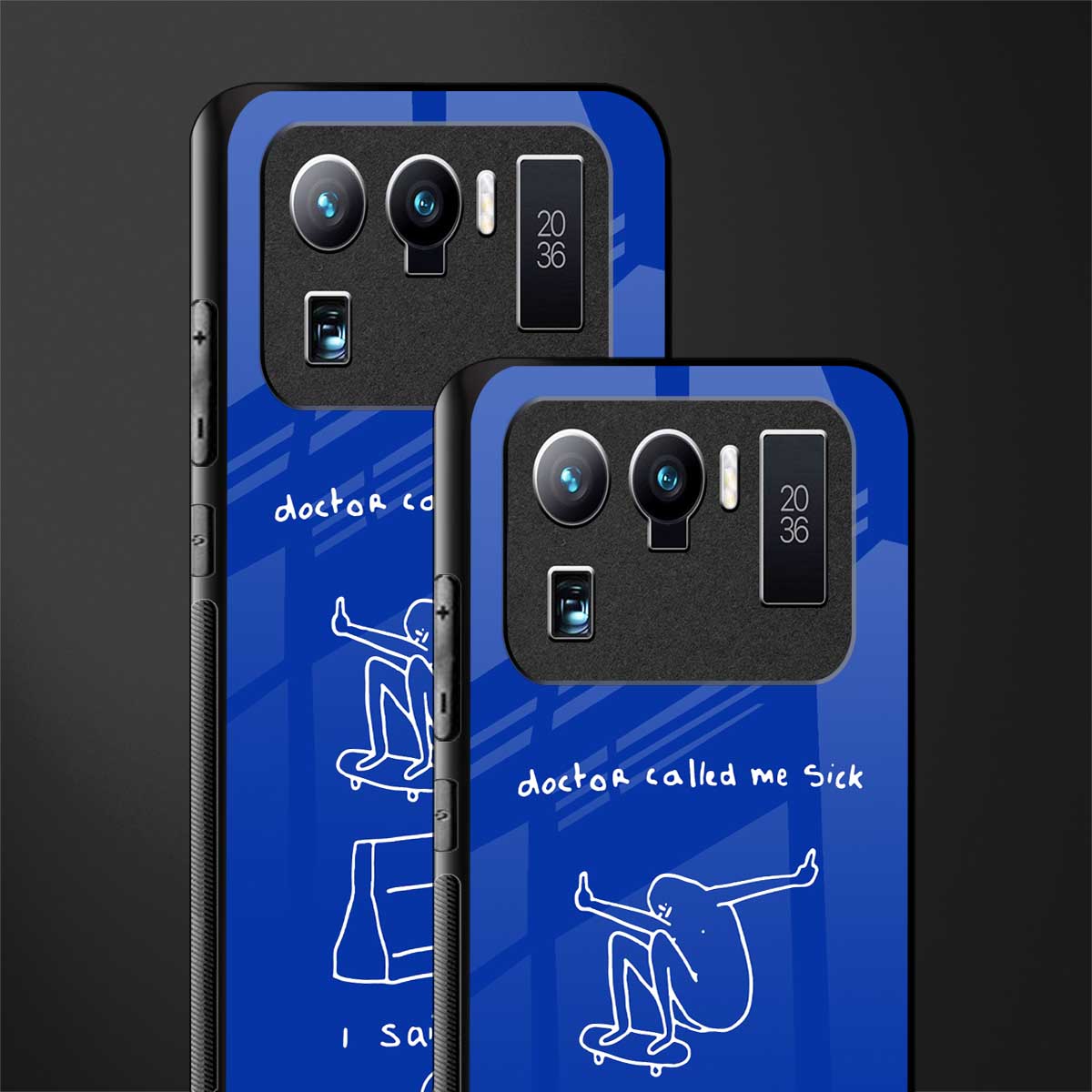 sick skateboarder blue doodle glass case for mi 11 ultra 5g image-2