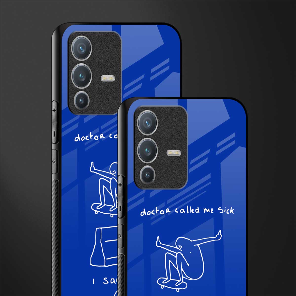 sick skateboarder blue doodle glass case for vivo v23 pro 5g image-2