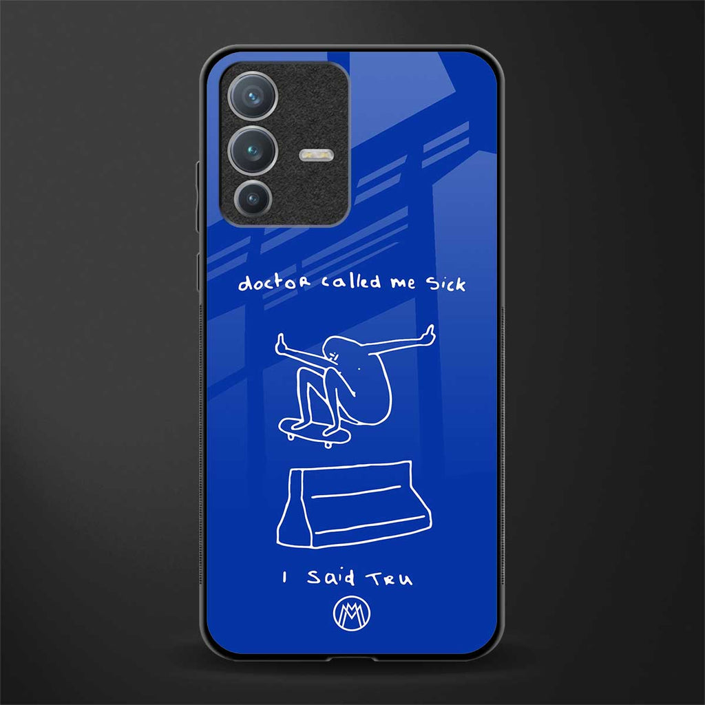 sick skateboarder blue doodle glass case for vivo v23 pro 5g image