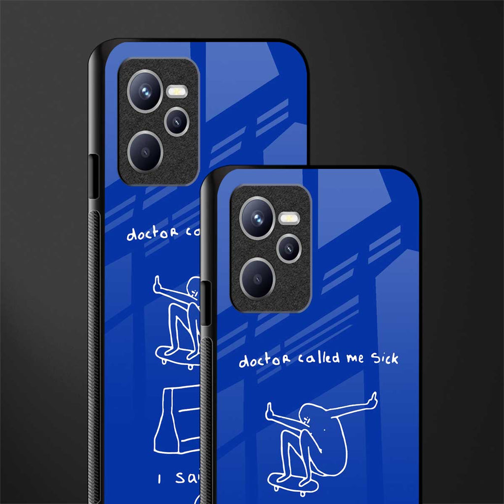 sick skateboarder blue doodle glass case for realme c35 image-2