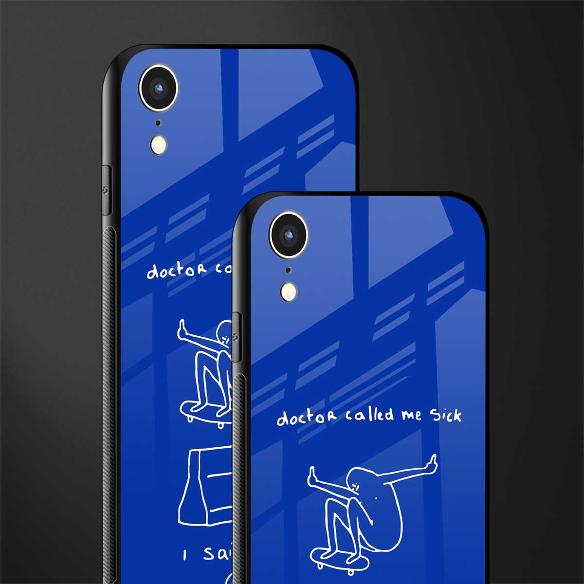 sick skateboarder blue doodle glass case for iphone xr image-2