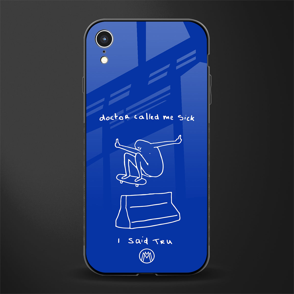 sick skateboarder blue doodle glass case for iphone xr image