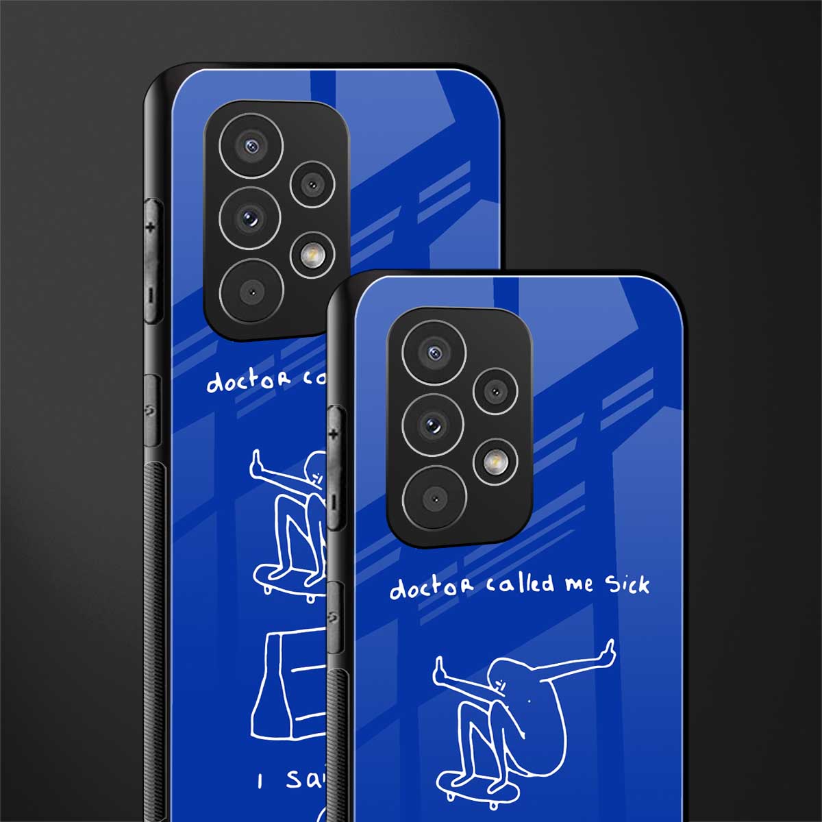 sick skateboarder blue doodle back phone cover | glass case for samsung galaxy a23