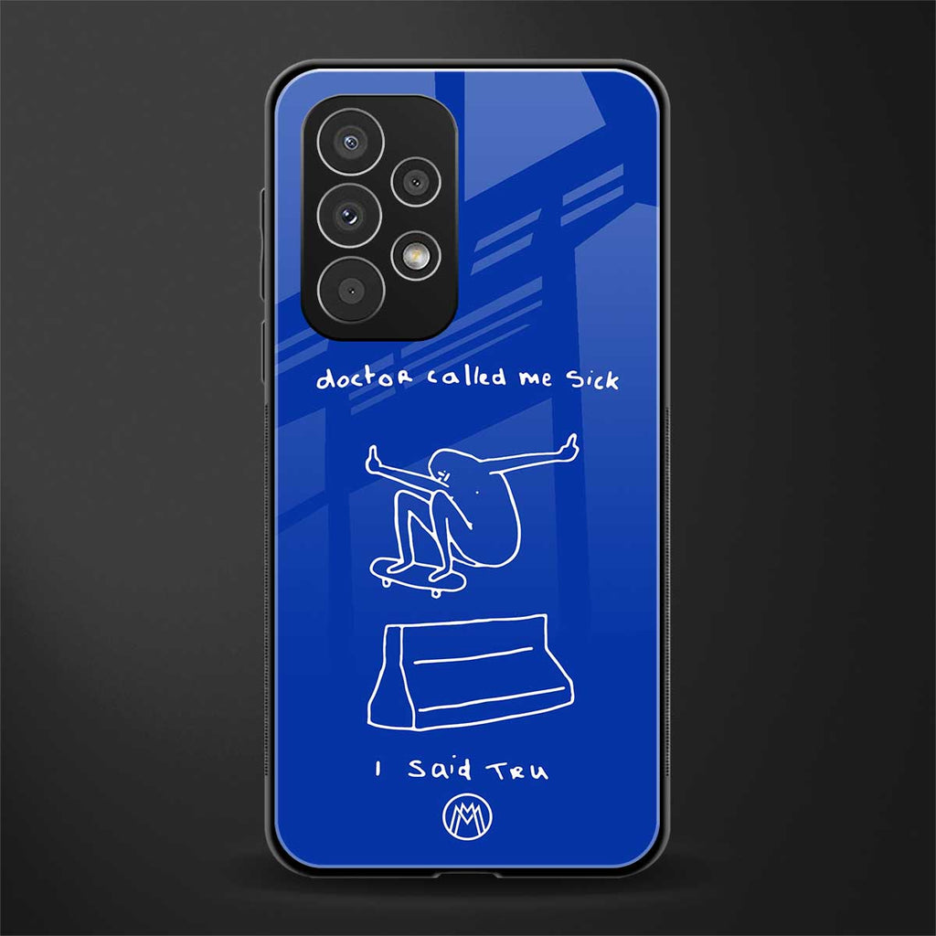 sick skateboarder blue doodle back phone cover | glass case for samsung galaxy a53 5g