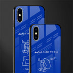 sick skateboarder blue doodle glass case for iphone xs image-2