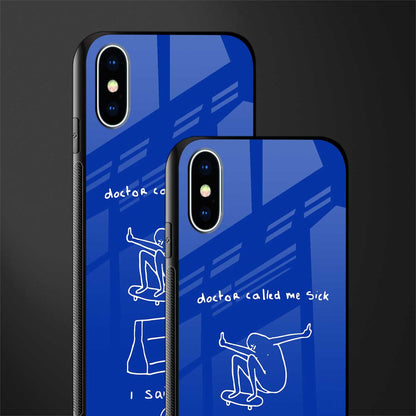 sick skateboarder blue doodle glass case for iphone x image-2