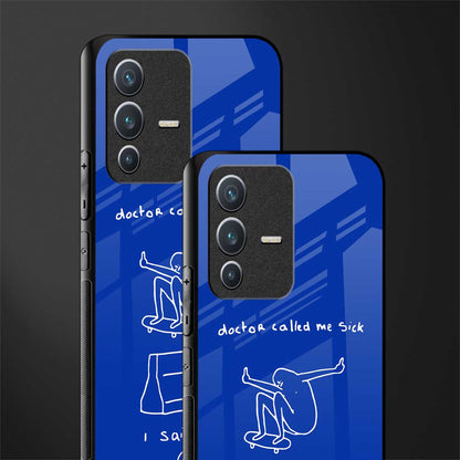sick skateboarder blue doodle glass case for vivo v23 5g image-2