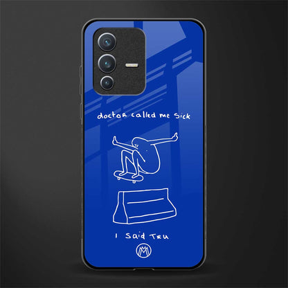 sick skateboarder blue doodle glass case for vivo v23 5g image