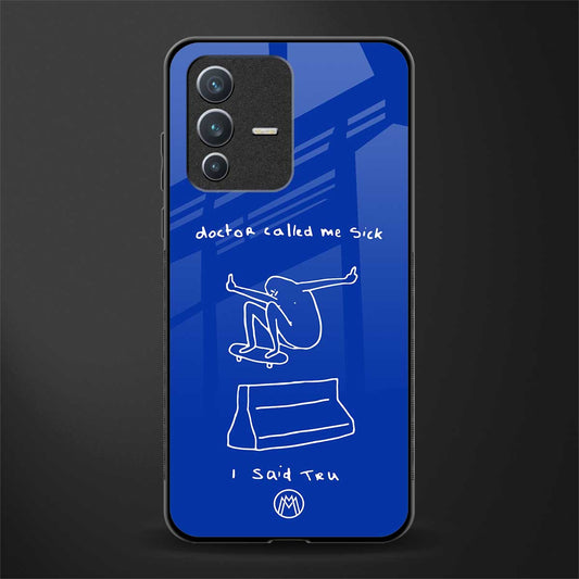sick skateboarder blue doodle glass case for vivo v23 5g image