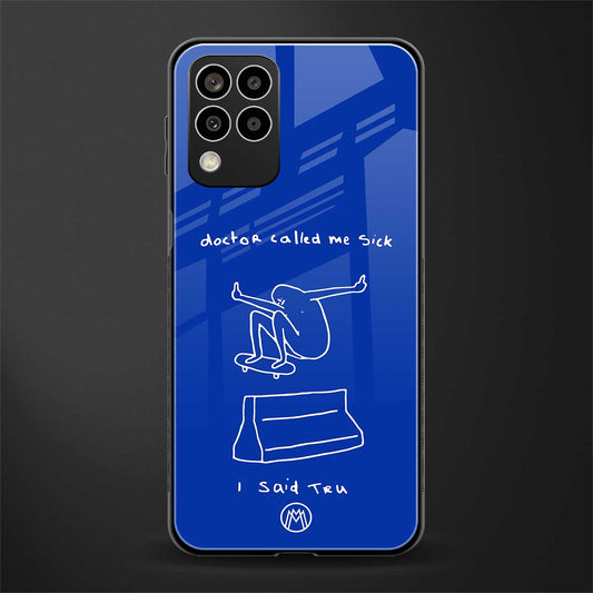 sick skateboarder blue doodle back phone cover | glass case for samsung galaxy m33 5g