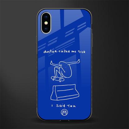 sick skateboarder blue doodle glass case for iphone x image