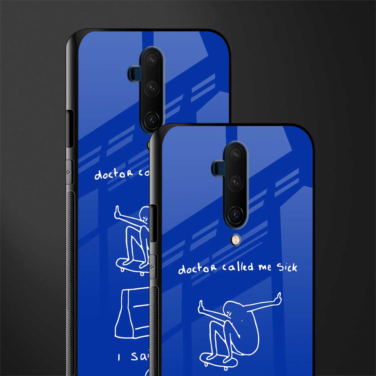 sick skateboarder blue doodle glass case for oneplus 7t pro image-2