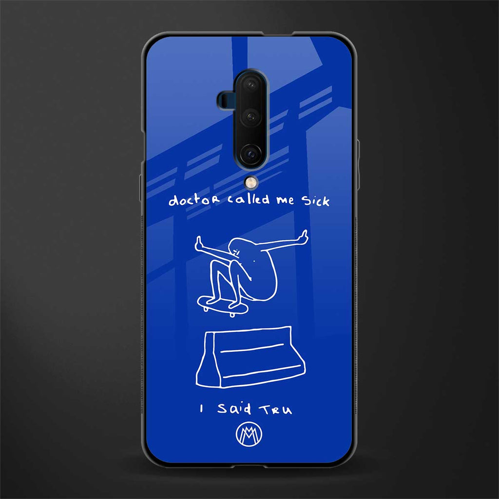 sick skateboarder blue doodle glass case for oneplus 7t pro image