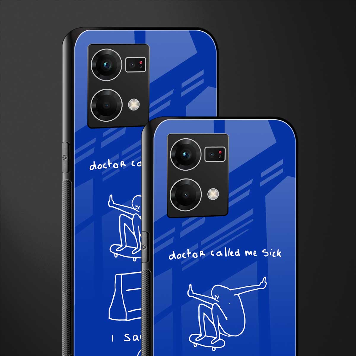 sick skateboarder blue doodle back phone cover | glass case for oppo f21 pro 4g