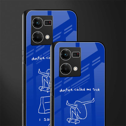 sick skateboarder blue doodle back phone cover | glass case for oppo f21 pro 4g