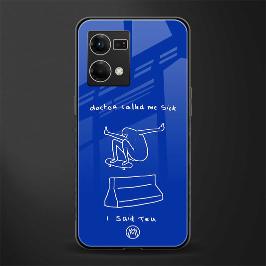 sick skateboarder blue doodle back phone cover | glass case for oppo f21 pro 4g