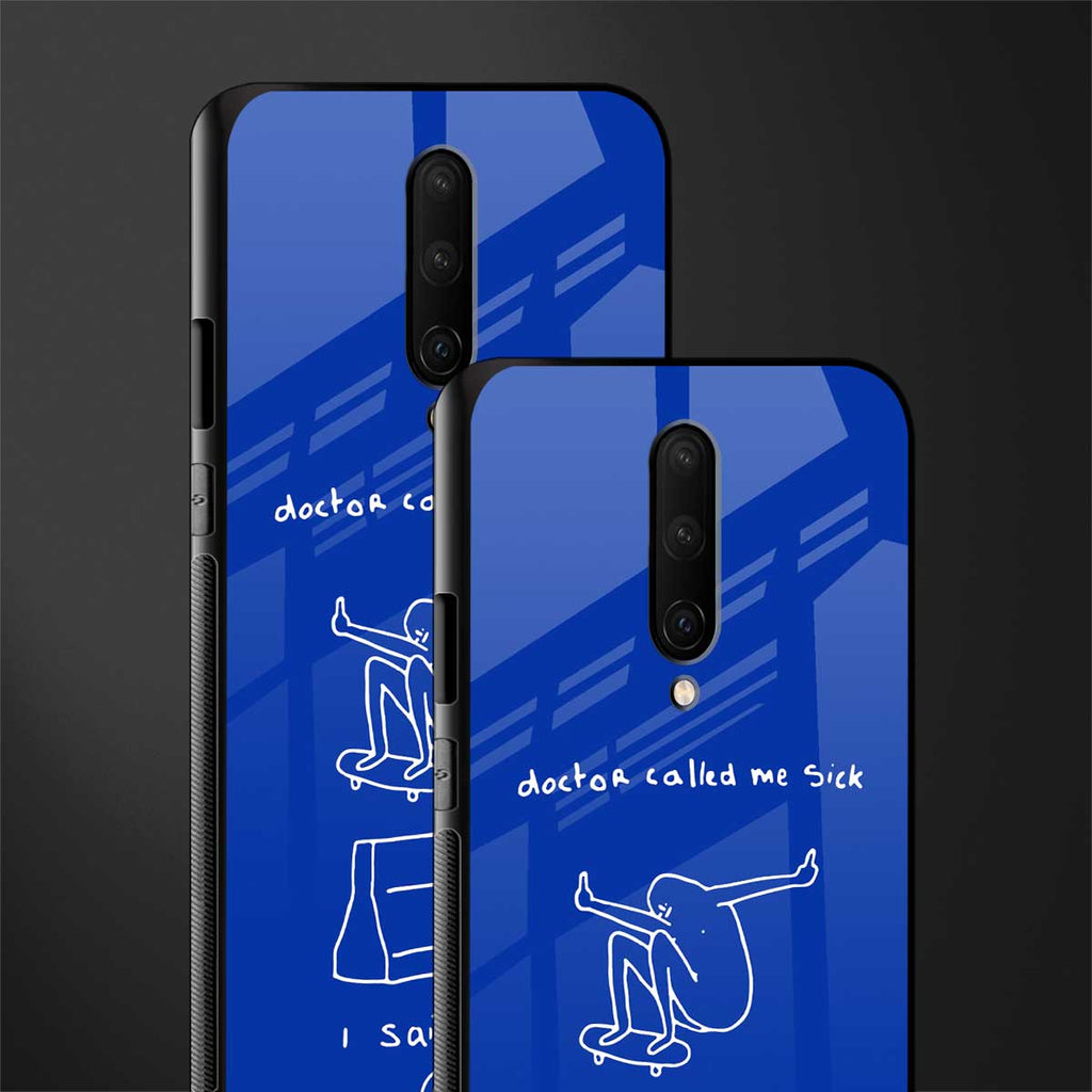 sick skateboarder blue doodle glass case for oneplus 7 pro image-2