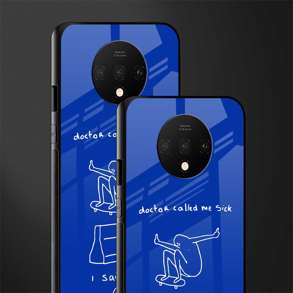 sick skateboarder blue doodle glass case for oneplus 7t image-2