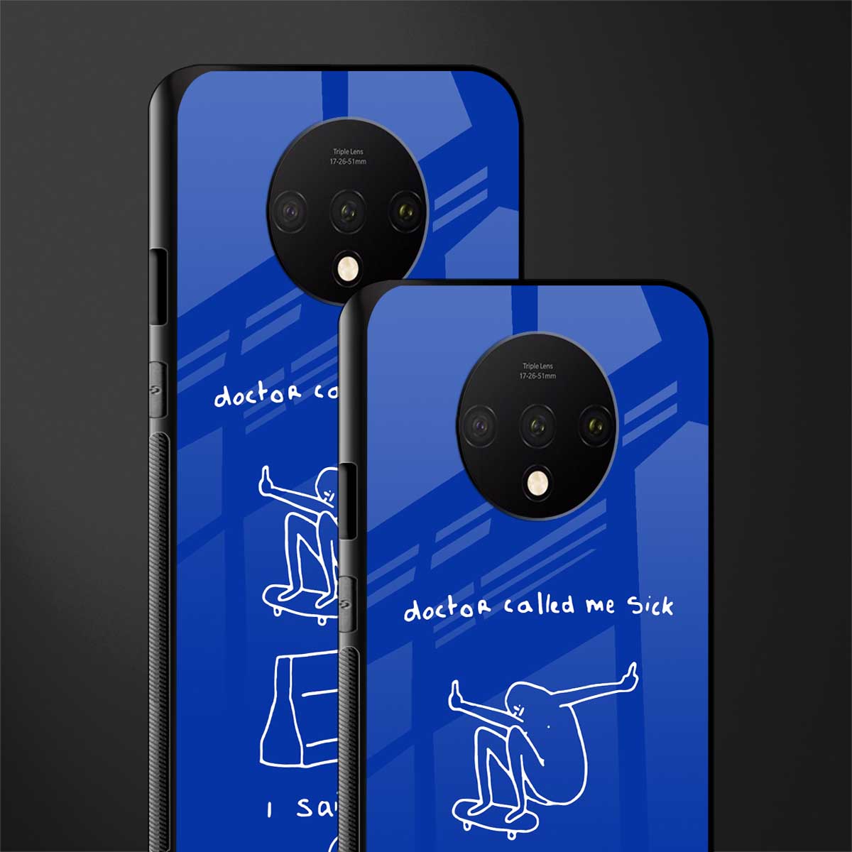 sick skateboarder blue doodle glass case for oneplus 7t image-2