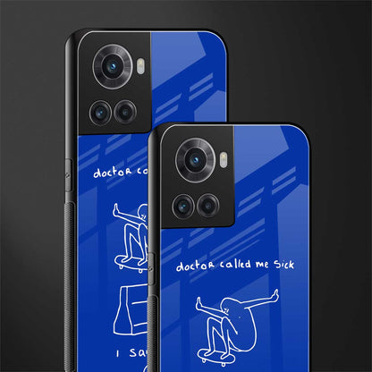 sick skateboarder blue doodle back phone cover | glass case for oneplus 10r 5g