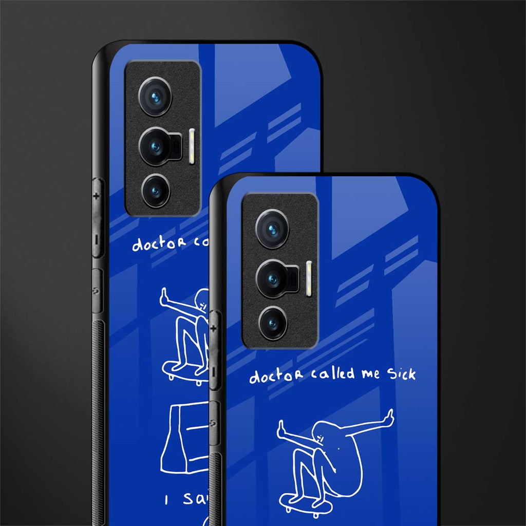 sick skateboarder blue doodle glass case for vivo x70 image-2