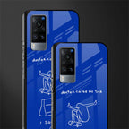 sick skateboarder blue doodle glass case for vivo x60 image-2