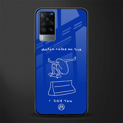 sick skateboarder blue doodle glass case for vivo x60 image