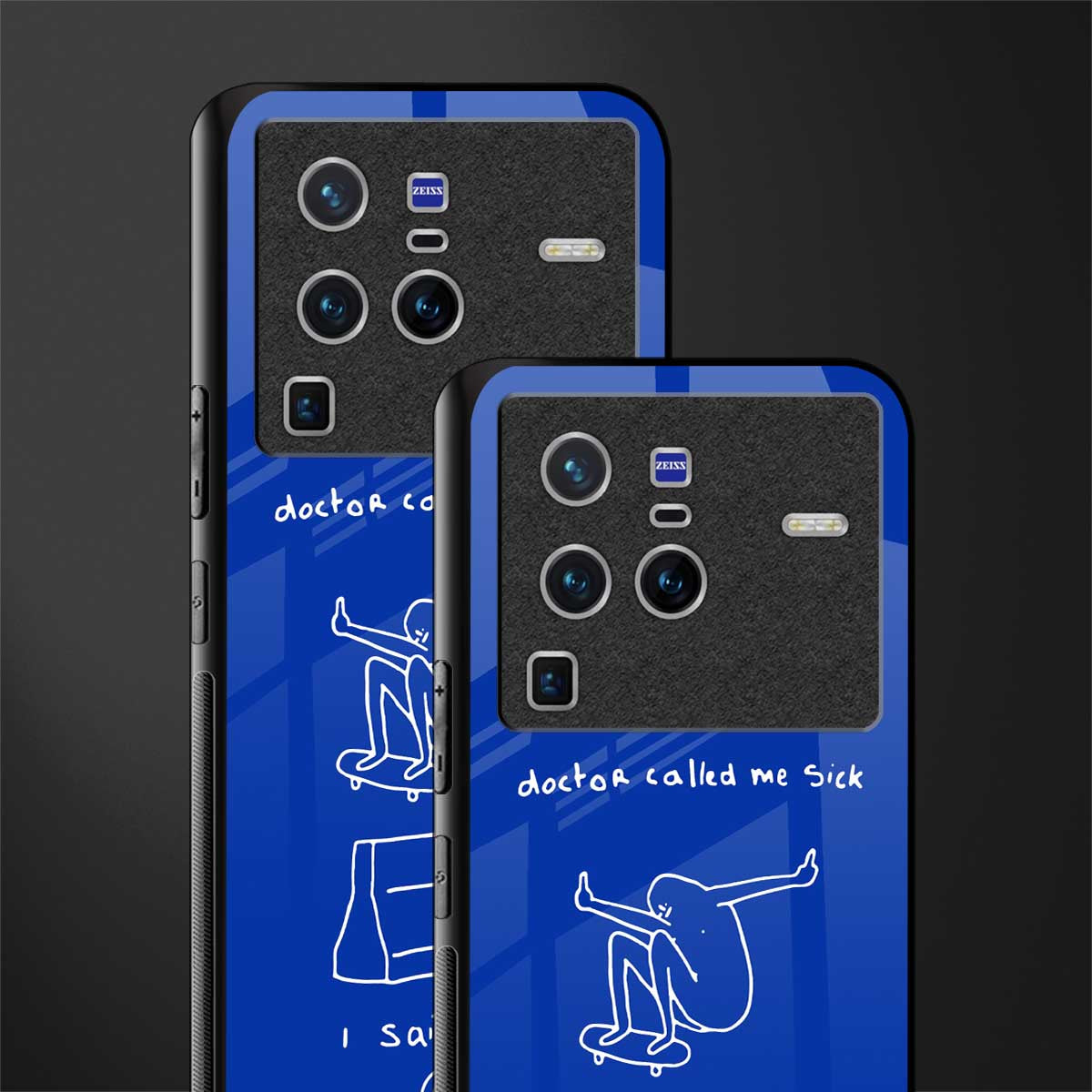 sick skateboarder blue doodle glass case for vivo x80 pro 5g image-2
